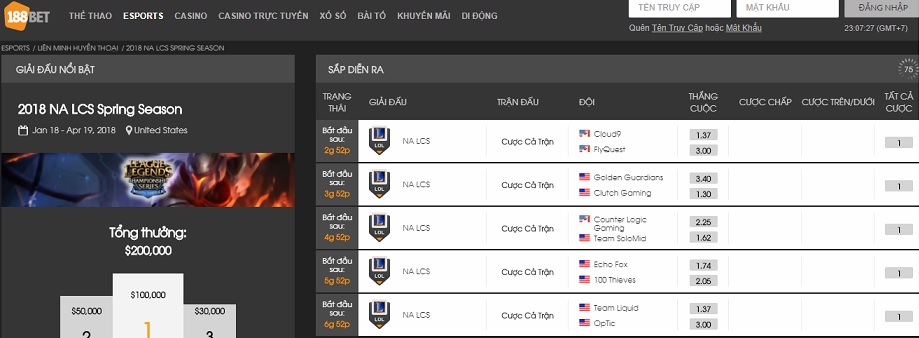 Cá cược thể thao điện tử – eSports betting cùng Nhà Cái 188bet