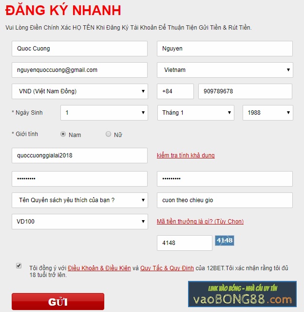 Hướng dẫn đăng ký 12bet nhanh nhất