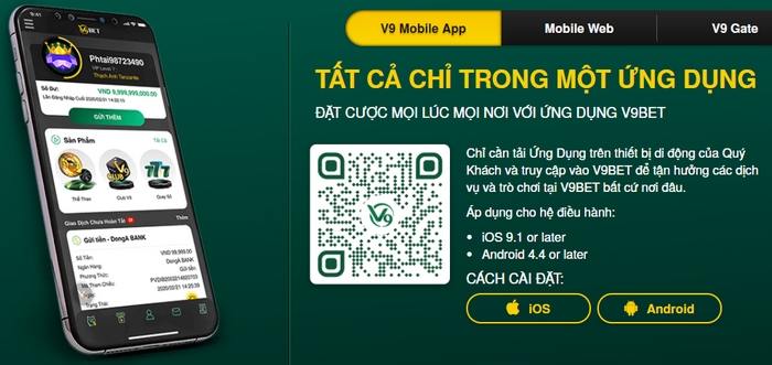 V9bet mobile app – Cách tải ứng dụng V9bet mobile về điện thoại
