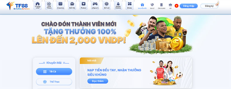 Tham gia khuyến mãi nạp đầu với giá trị hấp dẫn tại TF88